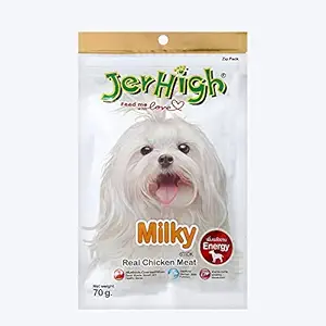 JerHigh Milky Dog Stick Treats with Real Chicken Meat for Adult Dogs (70 g Each) - Pack of 2