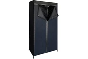 Acomoda Textil – Armario de Tela Organizador de Ropa Resistente al Polvo de Fácil Montaje. Ropero Negro con Estantes Desmontable y Ligero para Dormitorio, Apartamento. (1 Barra, 70x45x160 cm)