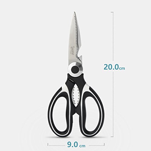 Sweese 3606 Multifunktions Utility Schere, Küchenschere Rostfrei schwarz 19 cm, geeignet für Hähnchen, Fisch, Fleisch, Gemüse - 4
