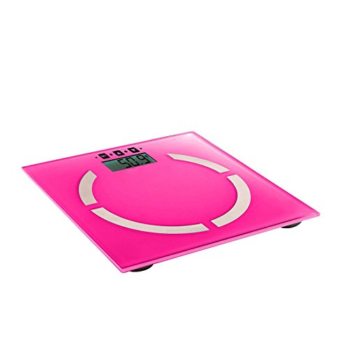 Digitale Analyse-Personenwaage in pink (Analyse-Waage, Körperfett-Anteil, BMI-Rechner, 100 gr-Schritten, 2 bis 180 kg, LCD-Anzeige, Akku-Ladeanzeige, Speicherung für 10 Personen) - 2