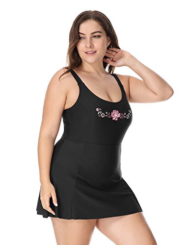 Delimira Damen Einteiler Schwimmanzug – Schlankheit mit Röckchen - 2