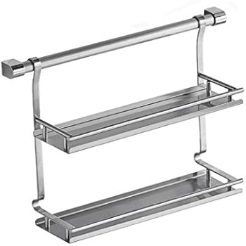 Wand befestigter Doppel Tier Edelstahl Gewürzregal / Küche Storage Rack