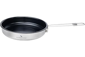 Boundless Voyage 1L Titanium Nonstick Camping Frying Pan for Gas Stove Ultralight Camp Cookware Skillet Pan for Cooking Egg Steak, Dishwasher Safe 7.4in-Ti2069C
