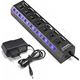 7 Port Usb Hub Multiplexer Onoff Button Lightweight Adapter