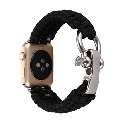 Preisvergleich Produktbild Hunpta NEUE Nylon-Seil-Survival-Armband-Uhr Band mit Kompass für iWatch Apple Watch Serie 1 / 2 38MM / 42MM (D, 42MM)
