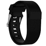 Y56 Große Ersatz-Silikon Band Strap Armband für Fitbit Laden HR BK, schwarz