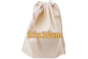 Cottonbagjoe borsa in cotone con coulisse | 25 x 30 cm | non stampato | Öktex-100 | borsa per cosmetici | borsa per calzini | borsa in tessuto per dipingere | borsa per gioielli, borsa per la spesa