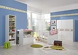 Babyzimmer Komplett Set "KIMBA" 6tlg Bett Wickelkommode gr. Schrank Regal Eiche-Sägerau