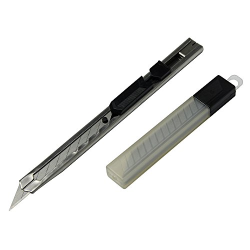 Ehdis® Light Duty 9mm Snap Off 30 Grad Klingen Slim Edelstahl Hülle abschließbar Box Cutters Graphic Messer mit Blade Snapper Hinzugefügt 10 Blades, 5 Set - 4