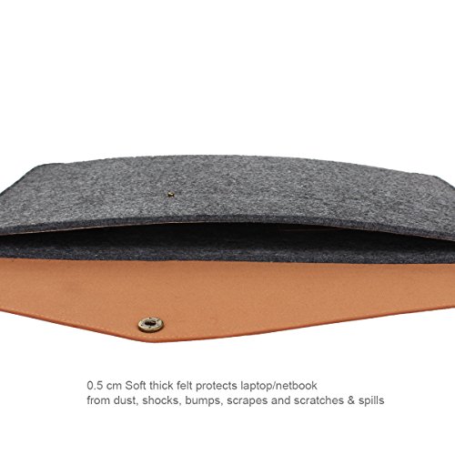 Arvok 15-15 6 Zoll MacBook Pro Vintage Envelope Dunkelgrau Laptoph  lle Notebooktasche Laptoptasche Filz   Leder Mit Extra Ladeger  t Tasche Schutzh  