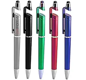 LITTLEMORE Universal 3 in 1 Stylus Pen with Mobile Stand Holder, Writing Pen, Touch Screen Pen (Multicolour) Pack of 2