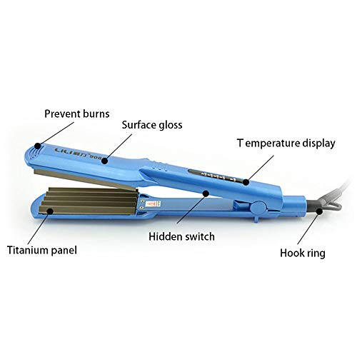 Professional Hair Straighteners Wide Plates with Digital LCD Display Dual Voltage Salon Fast Hair Styler Blue