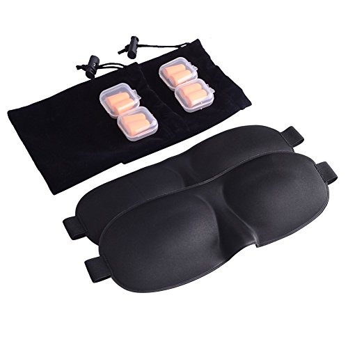 AUSTOR 2 morceaux 3D Masque des Yeux Protections Auditives Gratuite pour Sommeil avec Ajustables Sangles