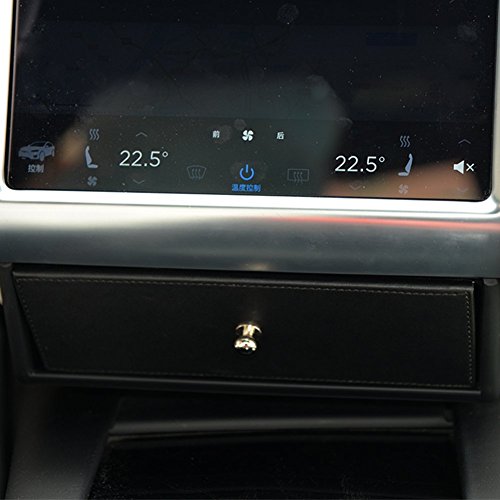 TOPFIT Auto Mittelkonsole Organizer Holz Schublade Aufbewahrungsbox für TESLA (schwarz) - 2