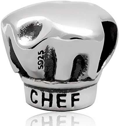 I love Cooking Chef Hat Charm 925 Sterling Silver Bead fits European European Bracelet