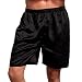Produktbild GODGETS Herren Schlafanzughose Hose Shorts kurz Satin unterwäsche Boxershorts Nachtwäsche Trunk Pyjamahose Bottoms elastischem Bund zum Schlafen Freizeit Schwarz 2XL