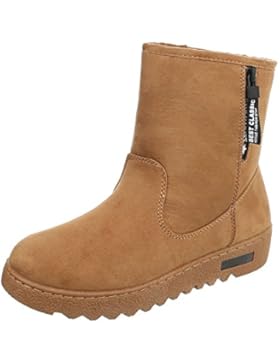 Klassische Stiefeletten Damenschuhe Schlupfstiefel Warm Gefütterte Reißverschluss Ital-Design Stiefeletten