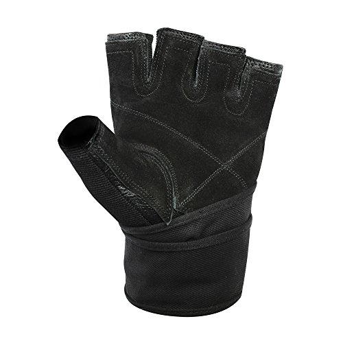 Fitness-Sport-Handschuhe für Krafttraining und Bodybuilding mit Handgelenkumwicklung aus Leder Schwarz (Größe: L) - 4