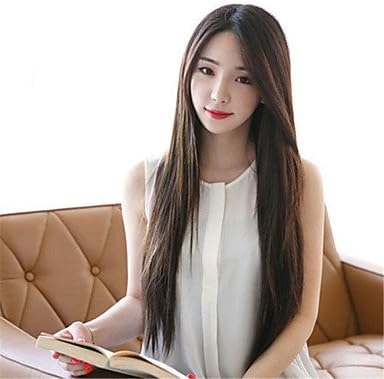 WANGAIMA Synthetic Women Wig Korean Style Straight Heat Resistant Hair Wigs , brown