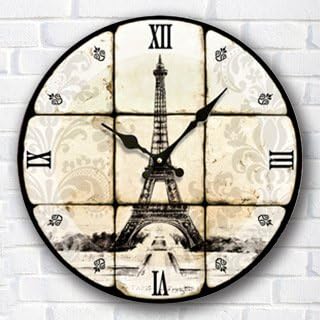Buggy Round Decorative Wall Clock-Shabby Chic Floral Patchwork Clock - Vintage Wall Clocks for Living Room, Bedroom and Kitchen - Multi-Coloured Cute Retro Style Clock Wall ,16inches 40CM