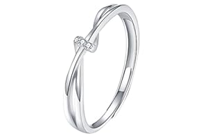 KONFEN Bague Argent 925 Femme, Bague Ajustable Reglable Ouverte avec Zircone, Une Bague Zircon Pouce Anneau Bagues Reglables Orteil Bijoux Simple pour Femme Fille