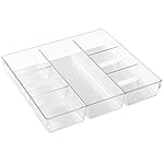 InterDesign Linus 7-Section Dresser Drawer Organizer, Clear