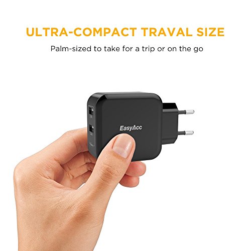 [Smart Charge]EasyAcc® USB Ladegerät 24W 4.8A 2-Port Portable Adapter für iPhone SE, 6s, 6 Plus, iPad Pro / Air / Mini, Galaxy S7, S6 Edge, S6 Plus und viele mehr, Schwarz - 4