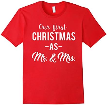 Men's Our First Christmas As Mr &amp; Mrs Married Couple T-Shirt XL Red