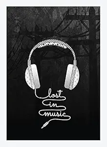 BIRDS MIND Synthetic Wood Wall Hanging Lost in Music Quotes Photo Framed Poster for Living Room Home D?cor Boys Girls Room Wall Frames L x H 9.5 Inches x 13 Inches