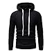 Produktbild POIUDE Herren Kapuzenpullover Lange Ärmel Kapuzenpulli Plaid Sweatjacke Hoodie Pullover Sweatshirt Outweart(Schwarz, X-Large)