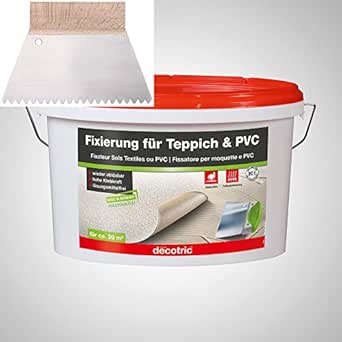 BODENMEISTER Teppich Kleber Dispersionskleber 5kg Fixierung, Zahnspachtel Teppichboden und ...