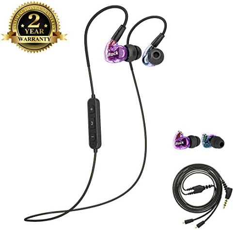 Bluetooth Sports Earbuds, Aitalk A8s In Ear Earphones Wireless and Wired Sweatproof Earbuds with Mic for Workout Running GYM (Transparent Purple &amp; Blue)