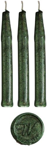 Green Metallic Traditional Sealing Wax by Waterstons 100mm long with wick x 3