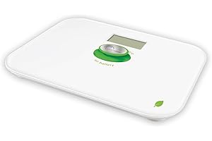 LITTLE BALANCE 8154 Kinetic Blanc / Vert - Pèse-personne sans pile - Ecologique grâce son bouton Little Balance - 180 kg / 100 g