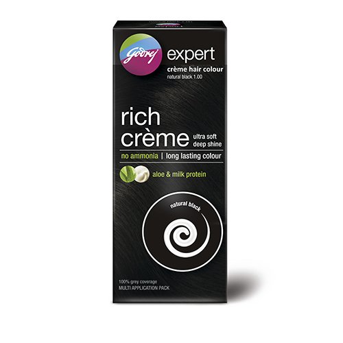 Godrej Expert Rich Crème Hair Colour, Natural Black, 62g+50ml (Multi Application Pack)
