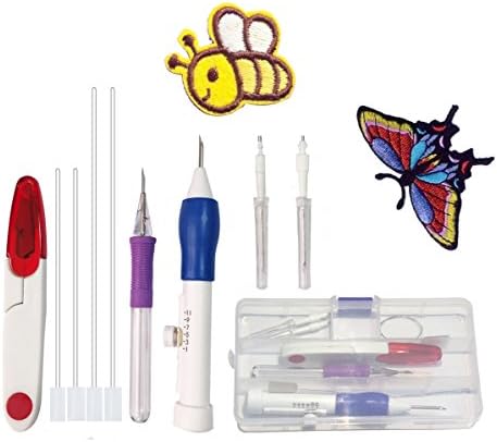 Magic Embroidery Pen,Kit Stitching Punch Pen Tool Set with Scissors for Embroidery DIY Sewing by Aipleril