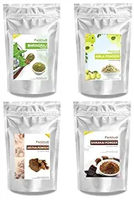 Pankhudi Amla Aritha Shikakai with Bhringraj Powder Combo Pack for Hair Care/Hair Wash, Cleansing & Hair Conditioning - 100 Gm (Pack of 4)