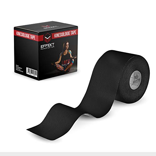 Effekt Manufaktur - [5m x 5cm] Kinesiologie Tape in versch. Farben I Kinesiotapes Wasserfest & Elastisch I Kinesiotape Tapes Kinesio Physiotape (Schwarz)