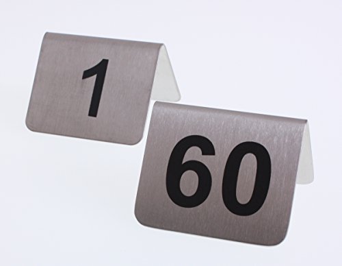 Tischnummernschilder Edelstahl 1-60 auflackiert