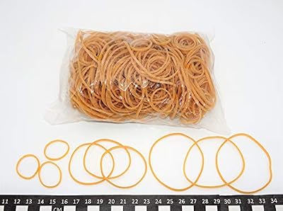 Progom - Elastiques caoutchouc - blond - tailles assorties - longueur à plat : 30mm, 60mm, 80mm - largeur : 1.7mm - sachet 100gr