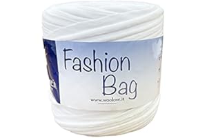 WOOLOVE Fettuccia in Cotone Fashion Bag per uncinetto da circa 700gr - Bianco 10