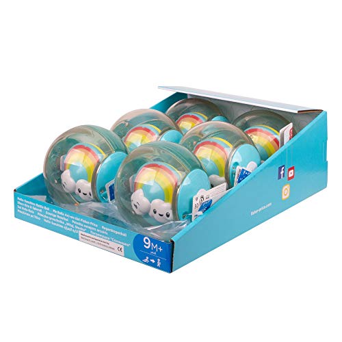 Fisher-Price Ma Balle Arc-en-Ciel motifs soleil et nuages, jouet bébé à faire rouler rempli de petites perles colorées, dès 9 mois, GJF68 – Image 5