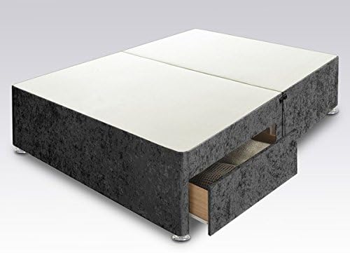 Smartslumber Crushed Velvet Divan Bed Base With Chesterfield Headboard - (6ft Super King, Black) - Without Storage โ SS10374