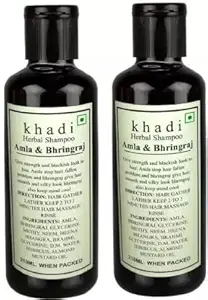 Khadi Herbal Pure & Natural Amla Bhrinraj shampoo l For Control Hair Loses (Pack Of 2) (420Ml)