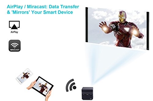 RtTech S6 Portable Mini DLP Projektor mit 30.000 Stunden LED Licht und 120 Zoll Display, Wireless, wiederaufladbar, beinhaltet HDMI Kabel, Stativ und EU Ladegerät - 6