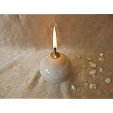 Öllampe Windlicht weiß aus Keramik, Ton, ca. 7x8 cm mit Dochthalter und Baumwolldocht, Öllämpchen, Petroleumlampe, Öllicht, Deko-Licht, Garten-Deko, Garten-Licht, Unikat in Handarbeit