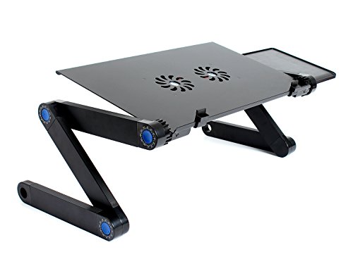 MinYuocom Tragbare 360°Verstellbarer Laptop Notebook Tisch Ständer Ergonomischer mit Lüfter Mausablage(Schwarz)