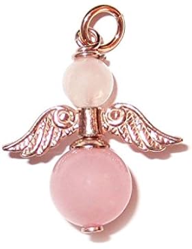 Engel Anhänger echt Silber rosévergoldet Edelstein Rosenquarz Schutzengel Anhänger handgemacht