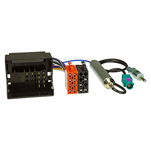 tomzz Audio ® 7008-002 Câble d'adaptateur autoradio vers ISO pour Quadlock Citroën à partir de 2004, Peugeot à partir de 2005 + Adaptateur d'antenne avec alimentation fantôme Fakra vers DIN