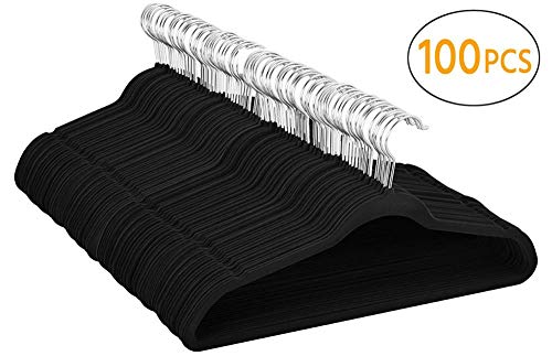 Yahee pièces en Velours Combinaison Surface antidérapante, Cintre 100 x SAMT Kleiderbügel Schwarz, 40 cm